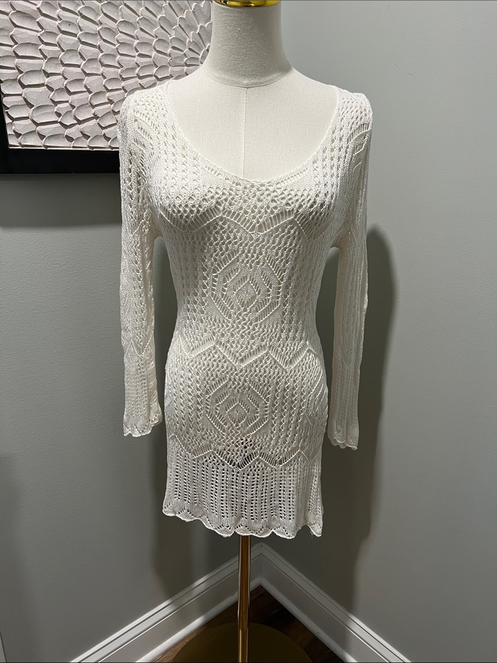 White Crochet Knit Swim Cover-Up Tunic